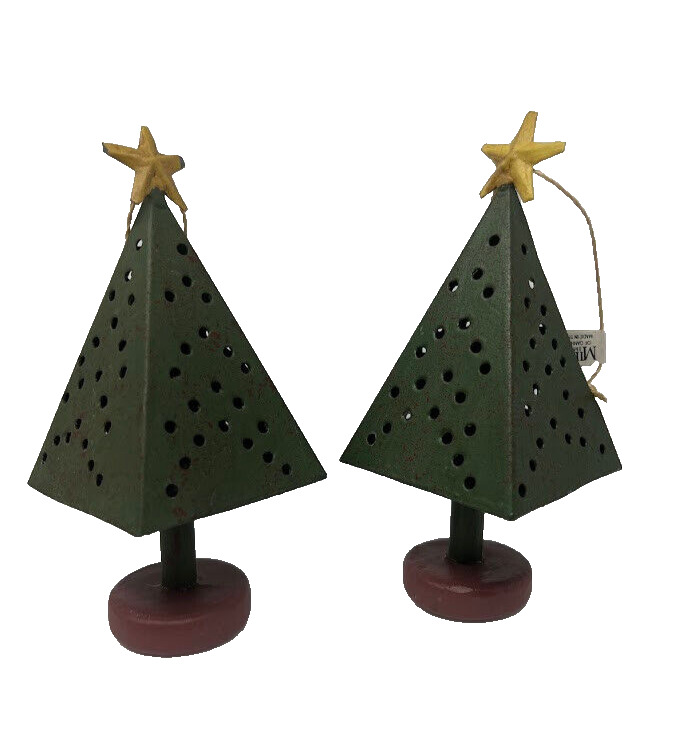 Midwest Cannon Falls Primitive Tin Christmas Tree Ornaments Set Of 2