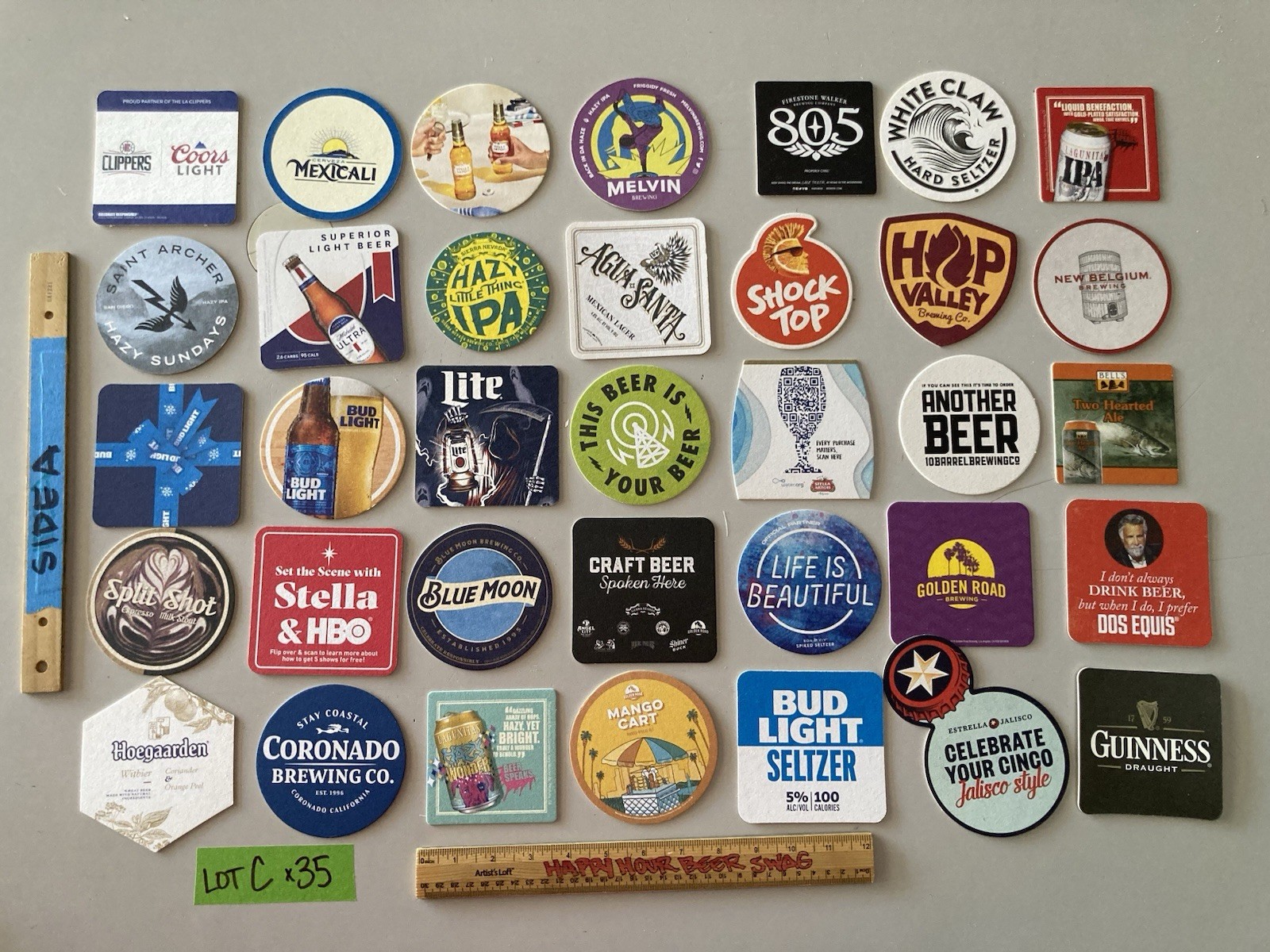 🔥35 Beer Bar Coasters coaster Bluemoon Stella Michelob Mango Cart 805 Lot C