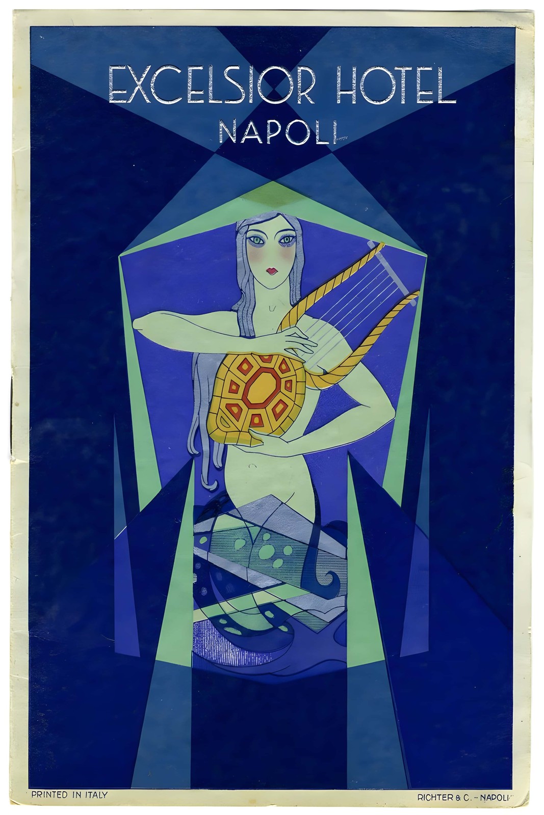 Excelsior Hotel Napoli Art Deco Poster (1920s) - Italy 🌟🖼️ - 24x36” - Rare