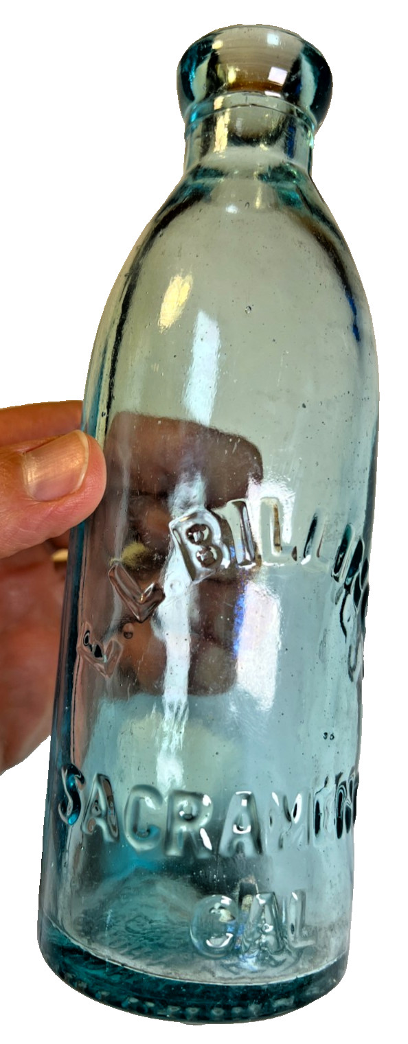 RARE E L Billings Sacramento California CA Blob Top Bottle John Matthews 1864 NY