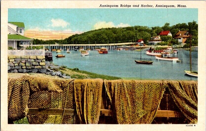 Postcard Annisquam Bridge & Harbor Annisquam MA Massachusetts c.1915-1930  M-030