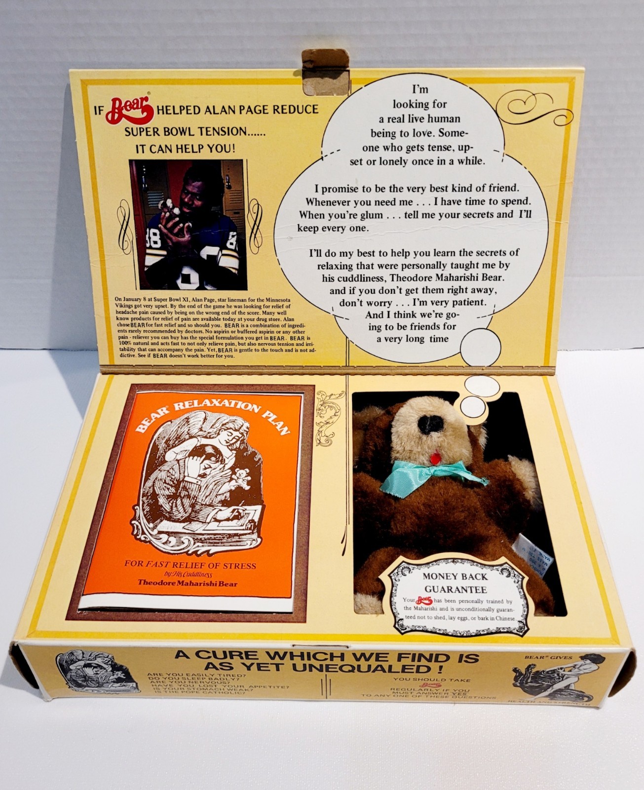 VTG 100% NATURAL BEAR MIRACLE CURE W/BOX & BEAR RELAXATION PLAN BOOKLET