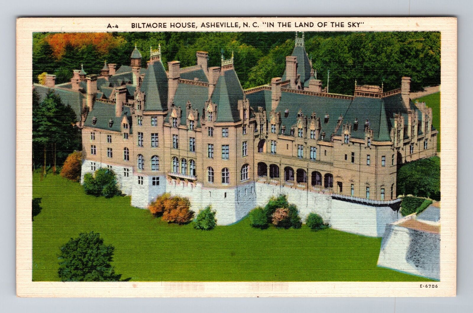 Asheville NC-North Carolina, Aerial Biltmore House, Antique, Vintage Postcard