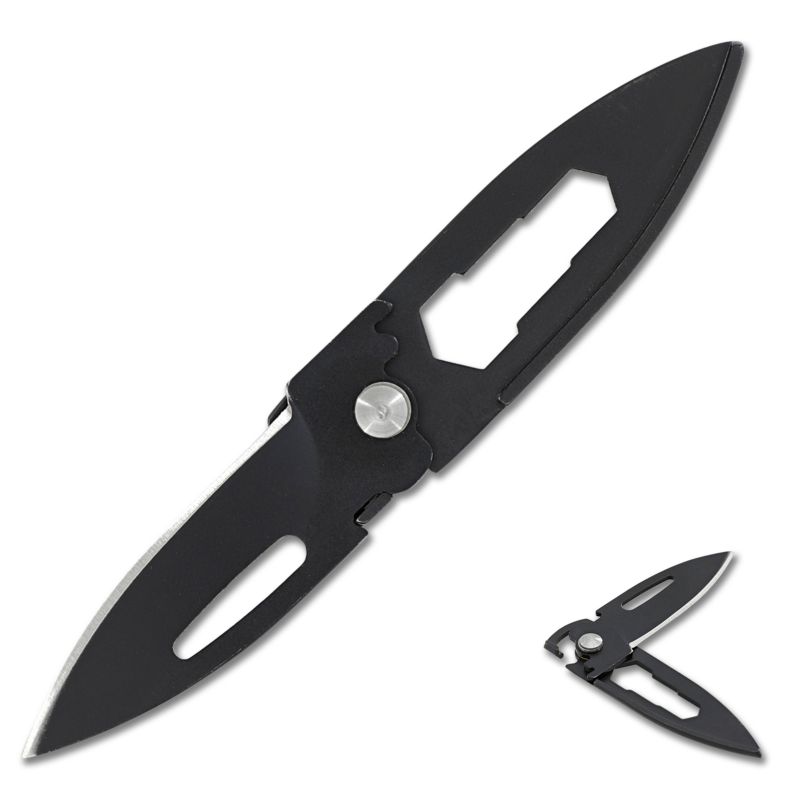 Field Cricket Free Lock Utility Knife | Emergency Folding Black Blade 4.5 Inches