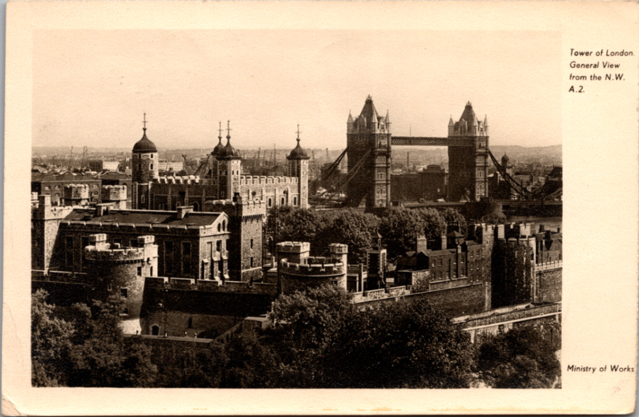 Tower of London & Tower Bridge Vintage Postcard 1952 London England UK