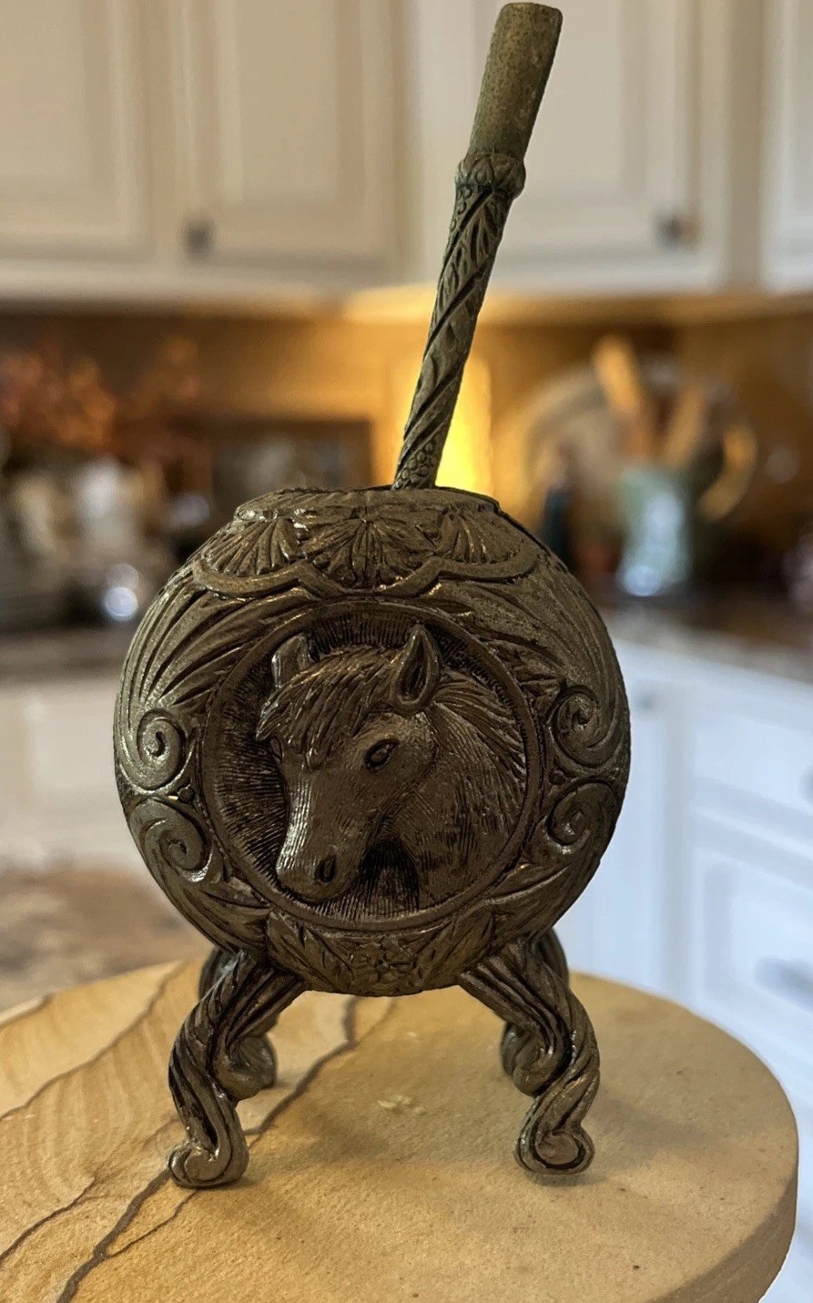 Vintage Argentina Souvenir Yerba Mate Cup 4.5” Horse Head Yerba