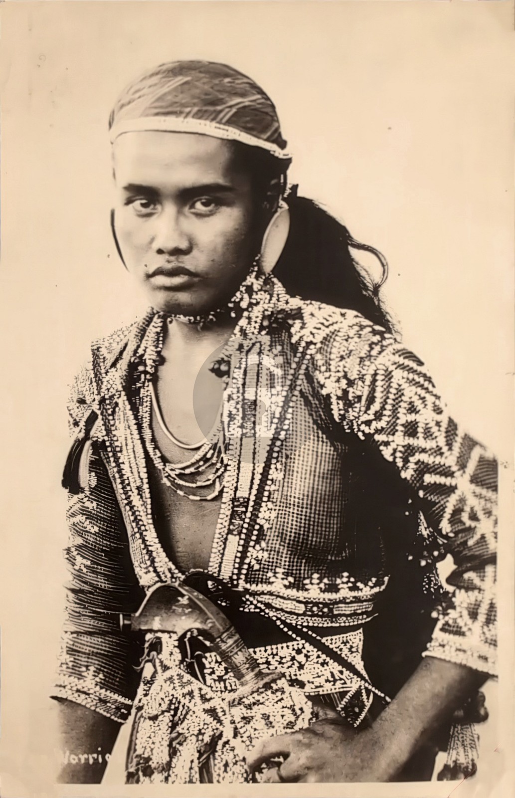 Philippines Mindanao Tribal Warrior Portrait Bolo Knife RPPC Postcard COPY
