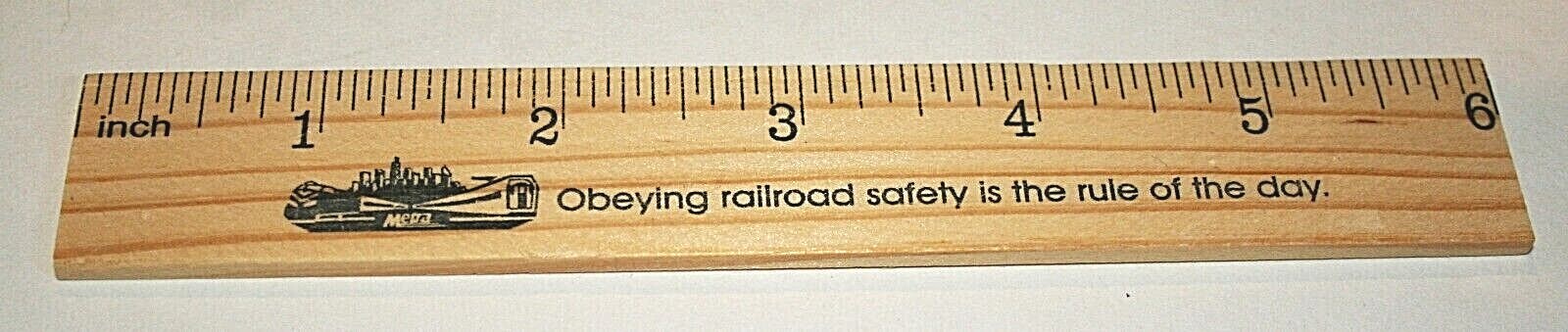 Chicago Metra Railroad Transit System Safety Promo Wood Ruler NOS New