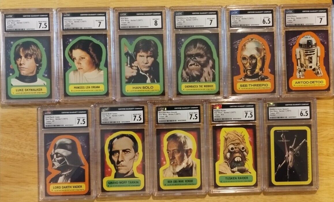 1977 Topps Star Wars Series 1 STICKER Set 11 stickers CGC Graded LOT Skywalker