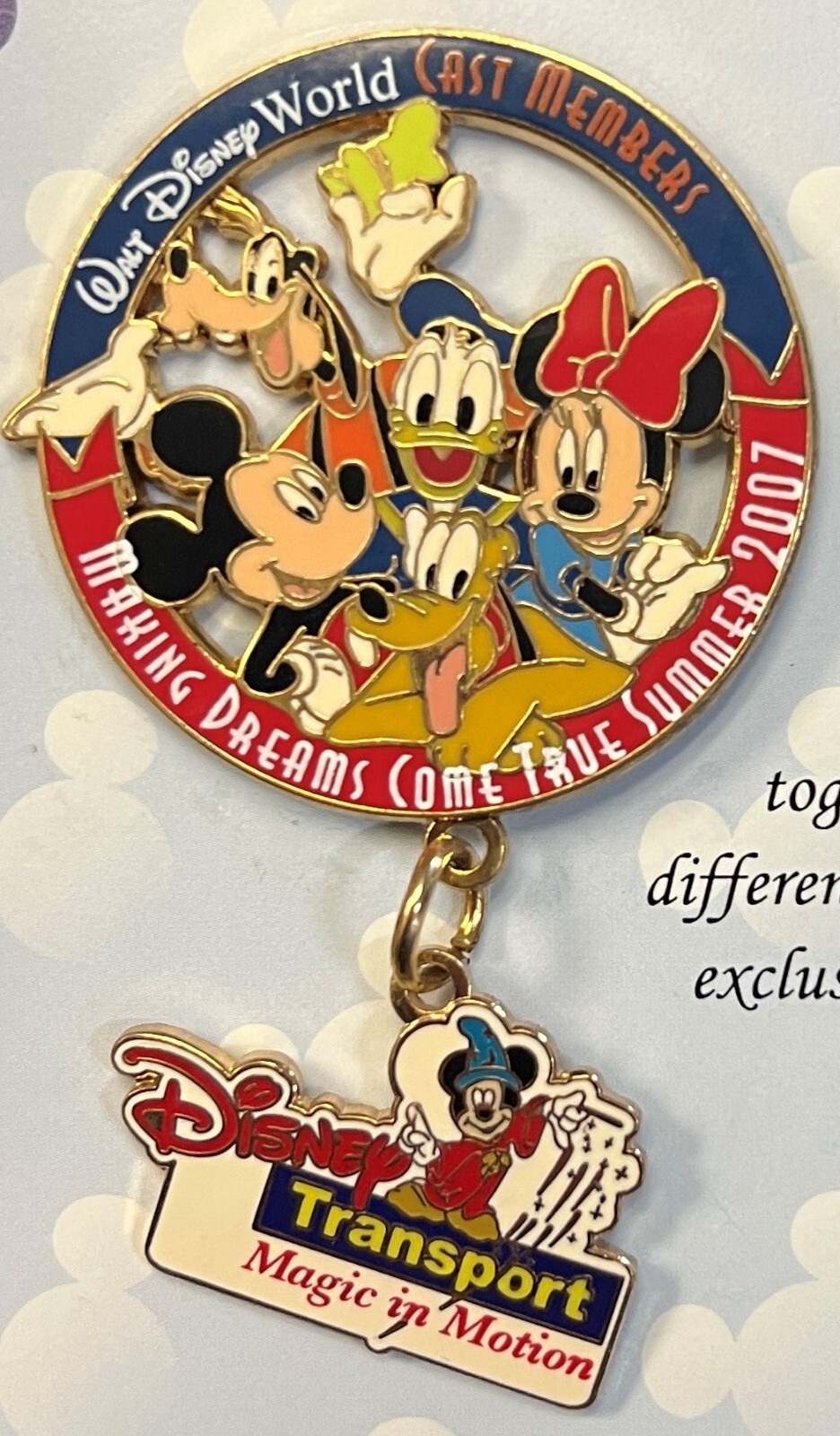 Cast Member Making Dreams Come True Summer 2007 Disney Pin Transportation Dangle