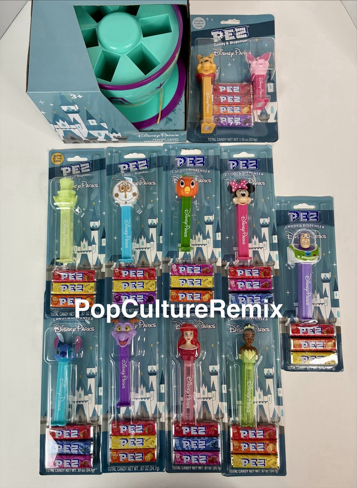 Disney Parks Pez Candy Dispenser Set And Teacup Display Holder