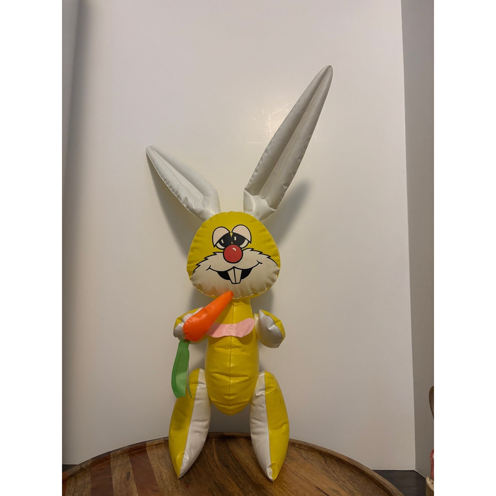 Vintage Yellow Inflatable Easter Bunny Rabbit with Carrot Decor 24 Inch Prop Vintage Yellow Inflatable Easter Bunny Rabbit with Carrot Decor 24 Inch Prop