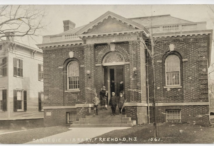 REAL PHOTO CARNEGIE LIBRARY, FREEHOLD NJ