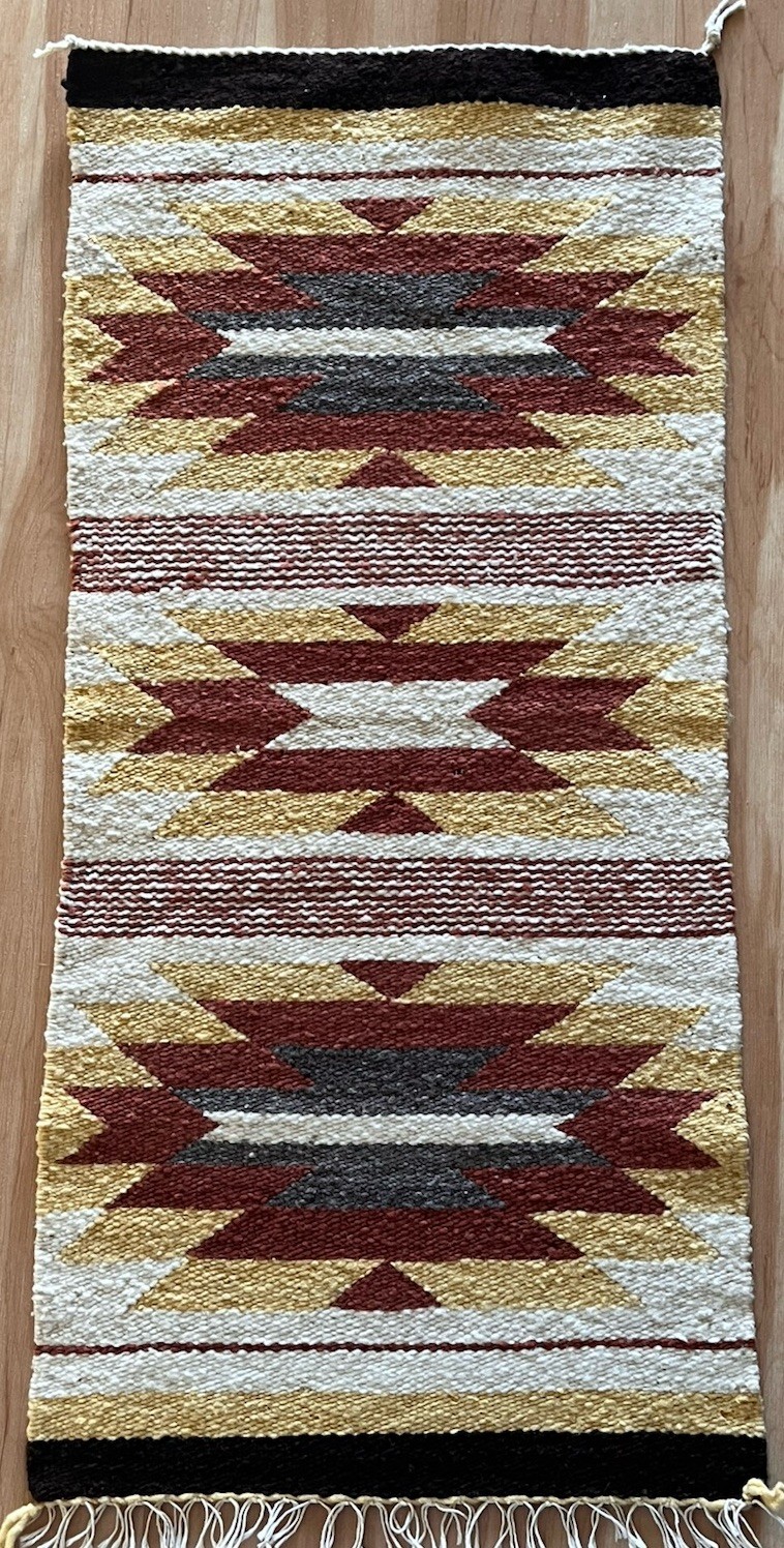 VTG Navajo Native American Gallup Throw Wool Rug Wall Hanging 36.5 x 18.75” VTG Navajo Native American Gallup Throw Wool Rug Wall Hanging 36.5 x 18.75”