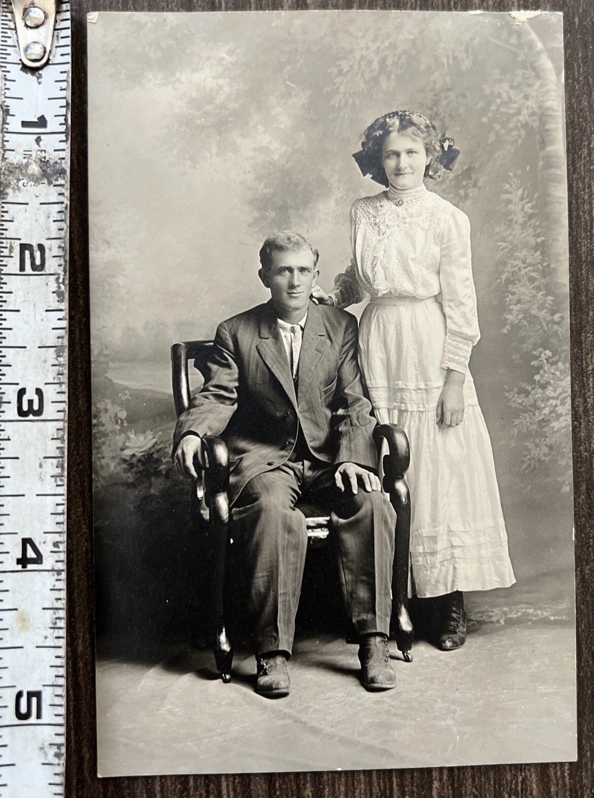 Antique 1910\'S CABINET POST CARD Photograph Love Marriage Man Woman