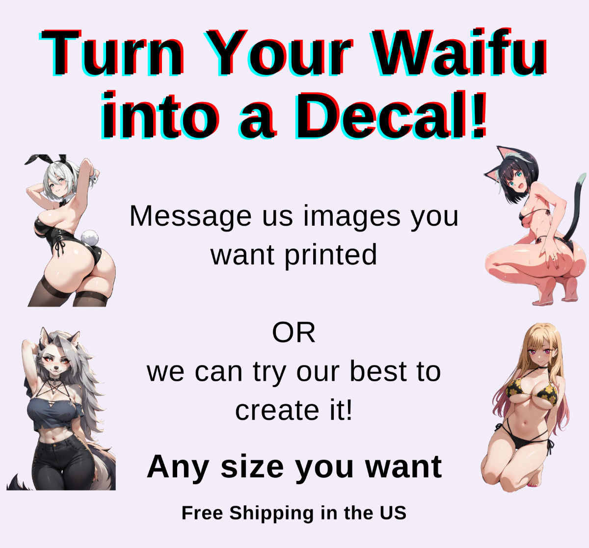 Custom Waifu Weatherproof Anime Sticker 6\ Custom Waifu Weatherproof Anime Sticker 6\