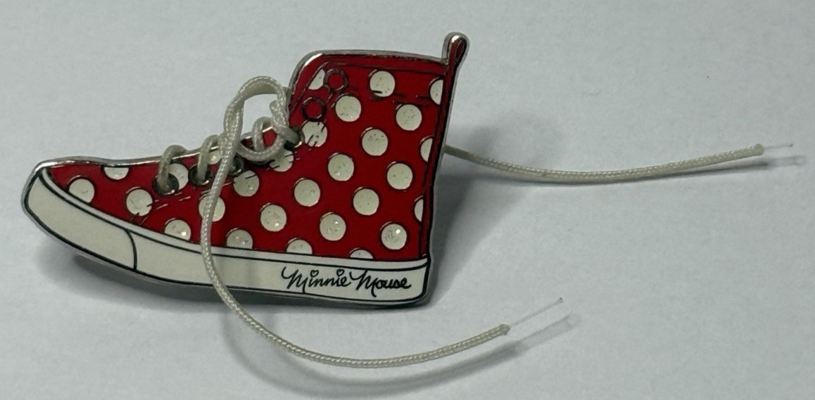 2014 Disney Pin Minnie Mouse Signature Glitter Polka Dots Sneaker Tennis Shoe
