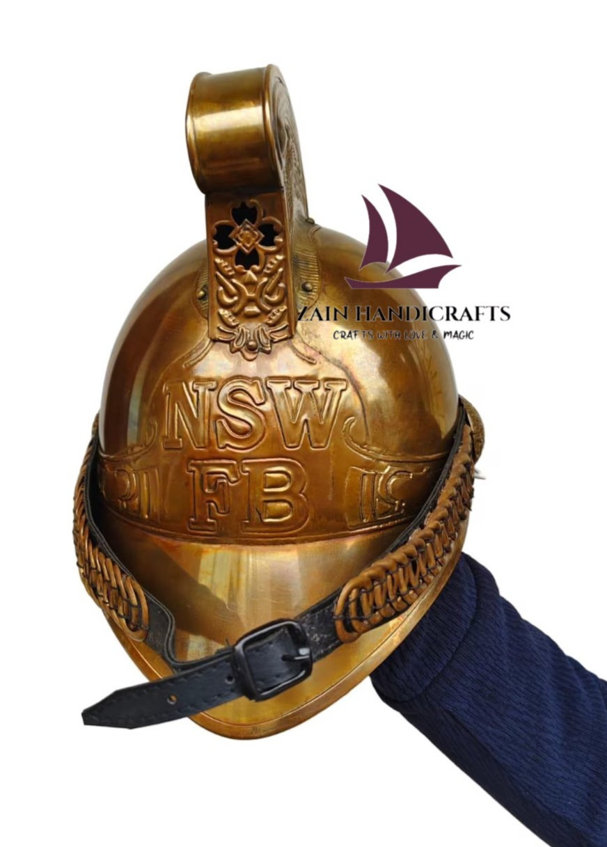 ZAIN Antique Helmet Firefighter Helmet Vintage Brass Replica Anniversary Gift