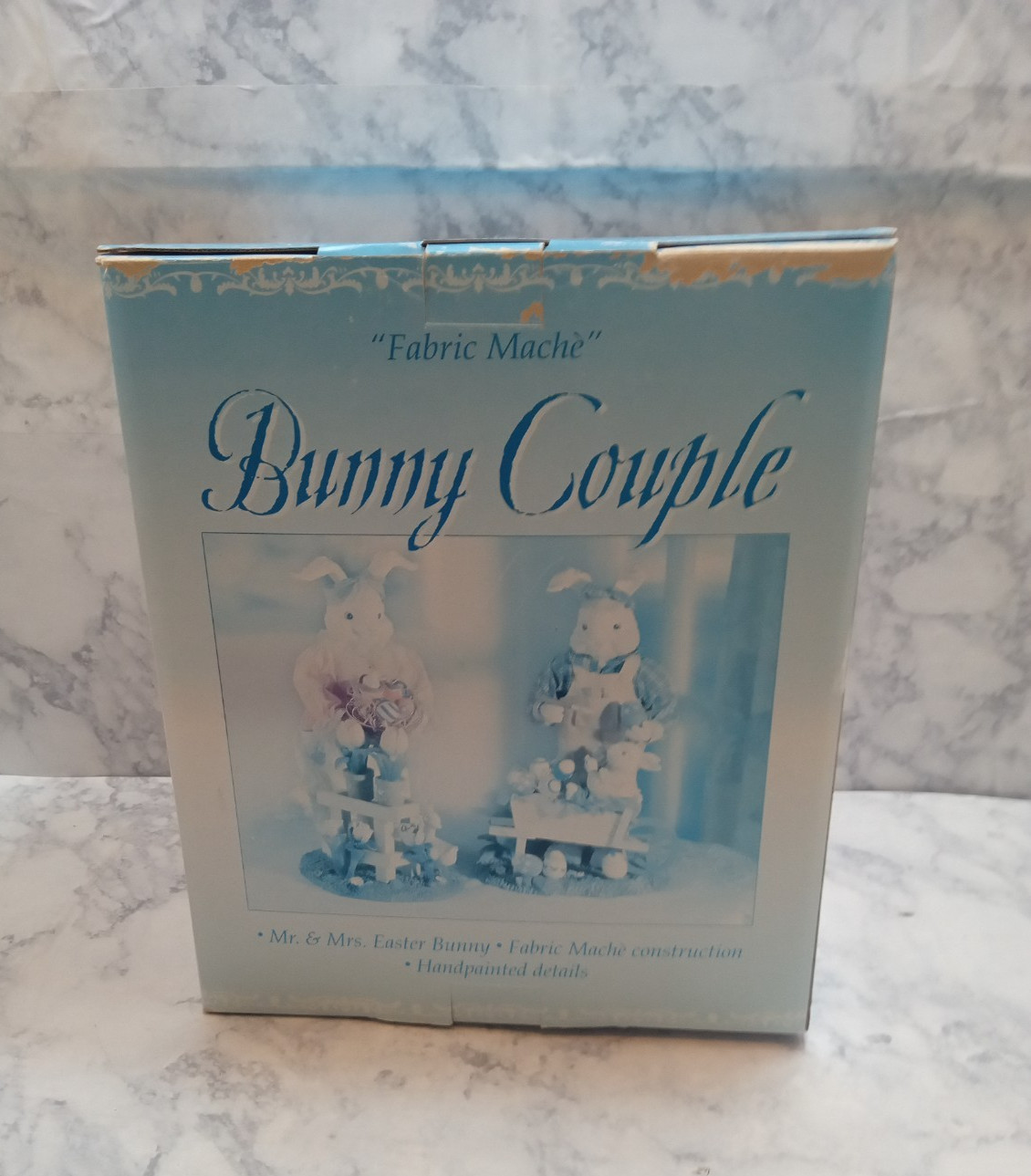 Fabric Mache Easter Bunny Couple Mr And Mrs Bunny New In The Box