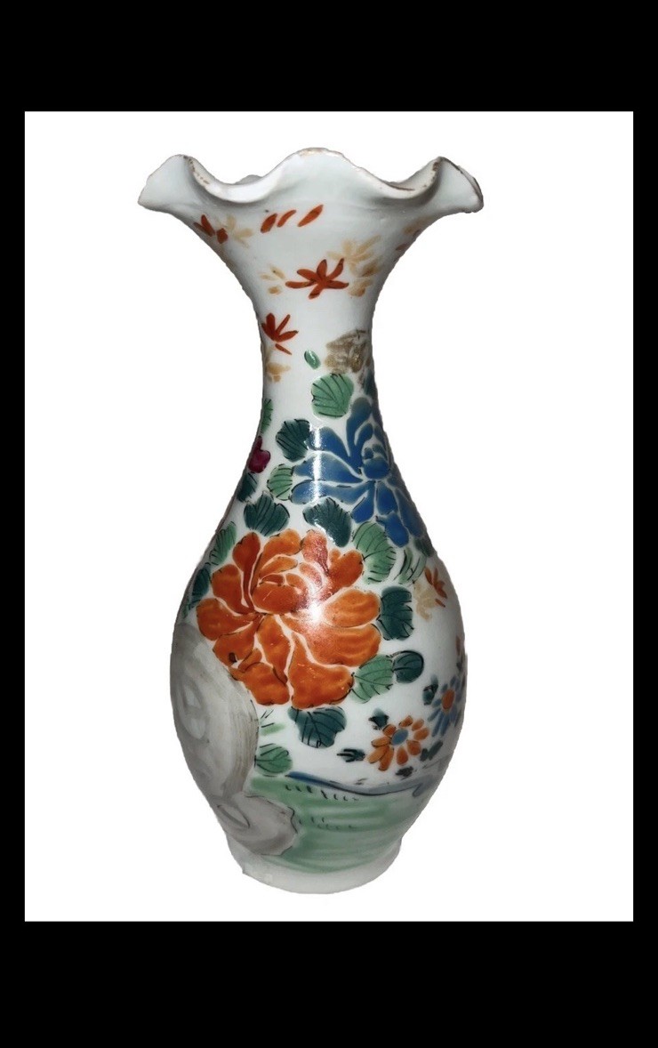 Nice Antique Imari Japan Porcelain Bud Vase Flowers Lady ~read Fun Nice Antique Imari Japan Porcelain Bud Vase Flowers Lady ~read Fun
