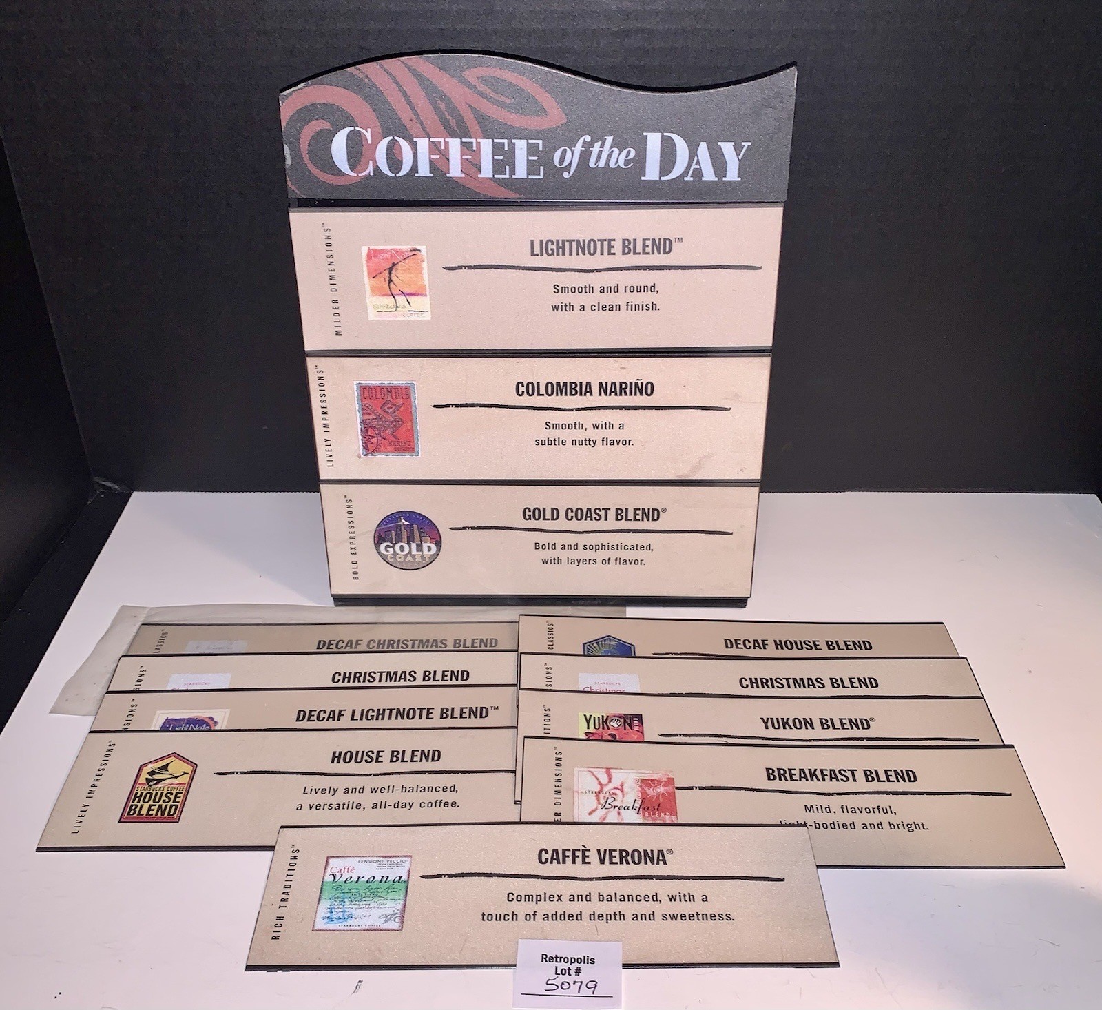 Authentic Starbucks Restaurant Coffee of the Day Counter Display Store Sign