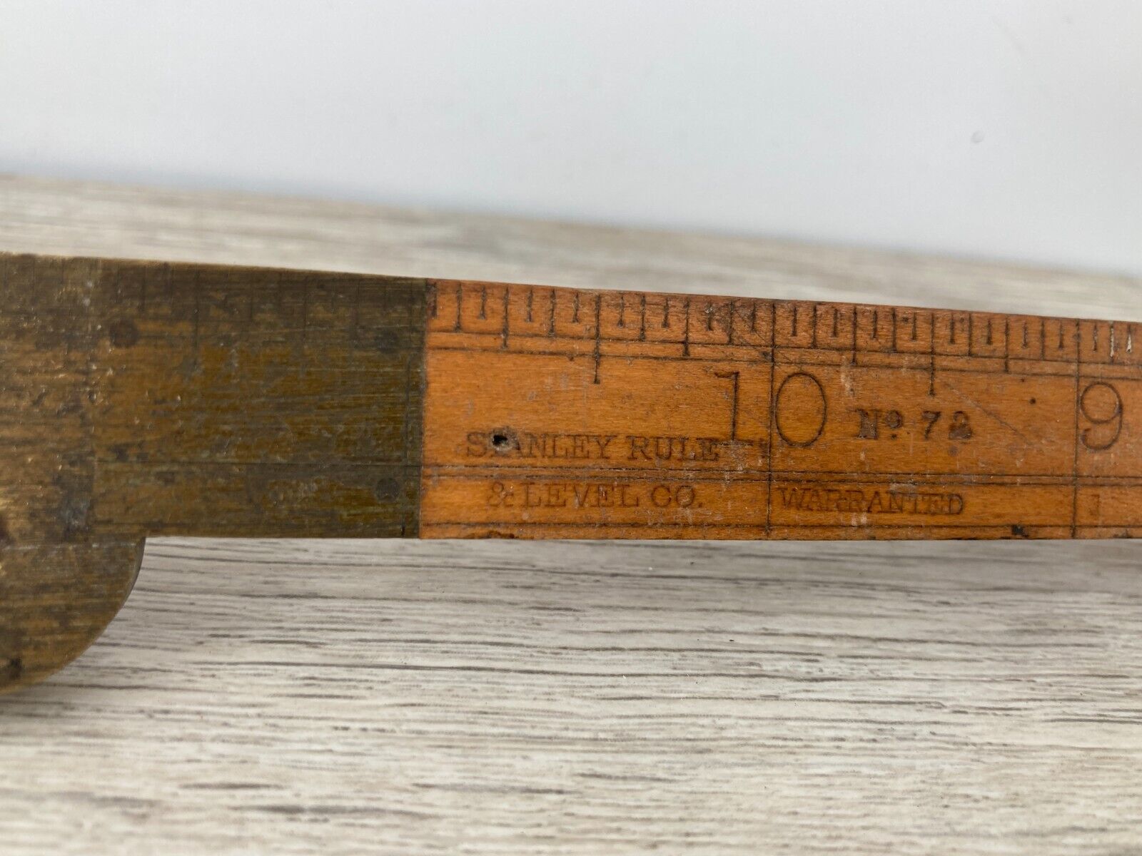 Antique Rare Stanley Wood Bound Boxwood Folding Rule Ruler 72 Brass Hinges 2 Ft