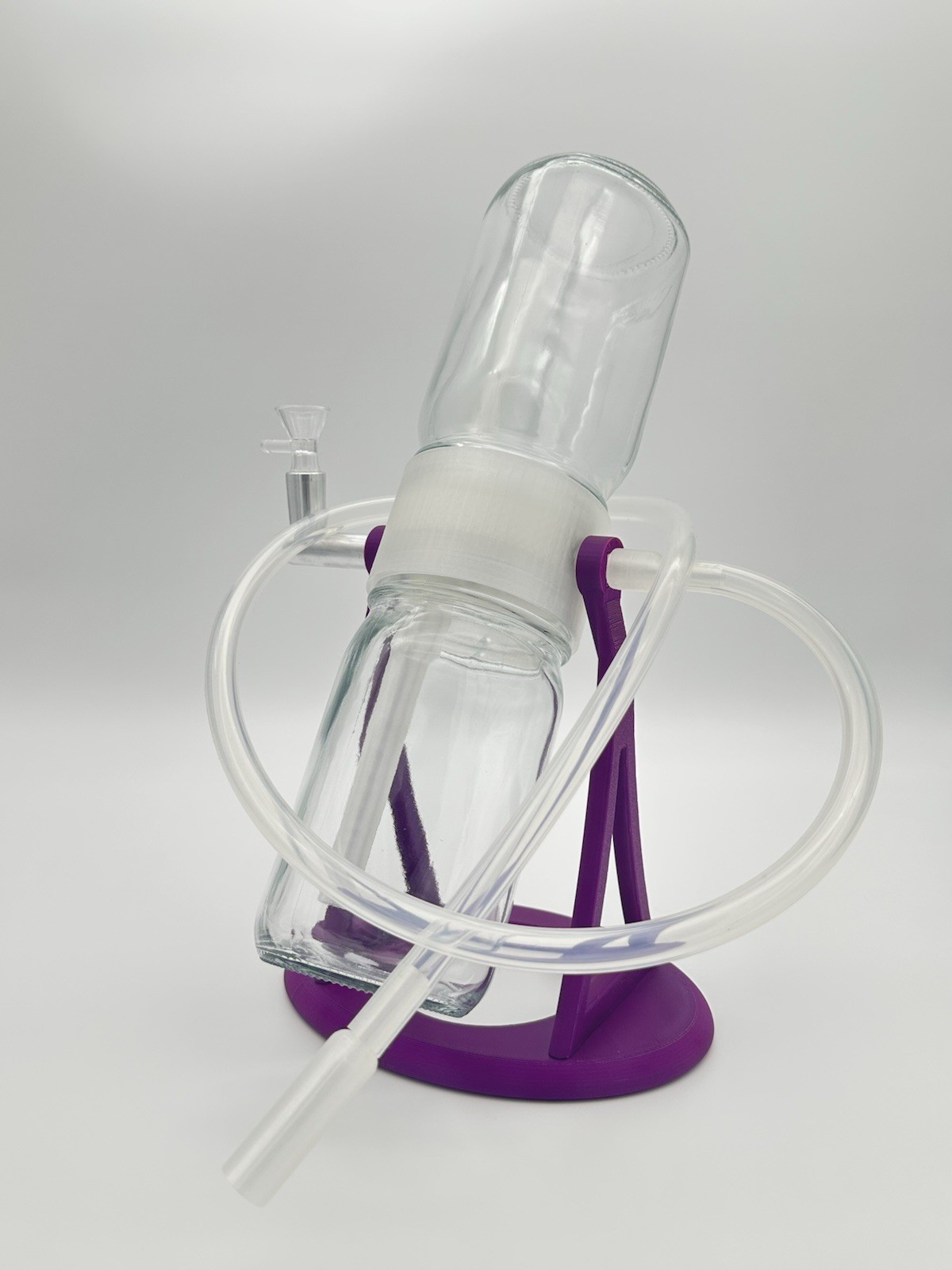 360 Rotating Gravity Bong/Hookah Water Pipe. Metallic Purple/Clear Edition