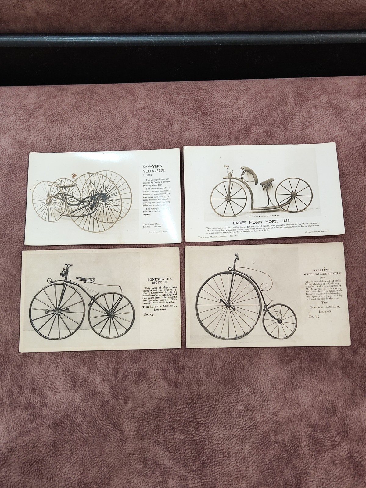 Rare Set of Vintage Science Museum Bicycle Postcards with Colonial Ind Education