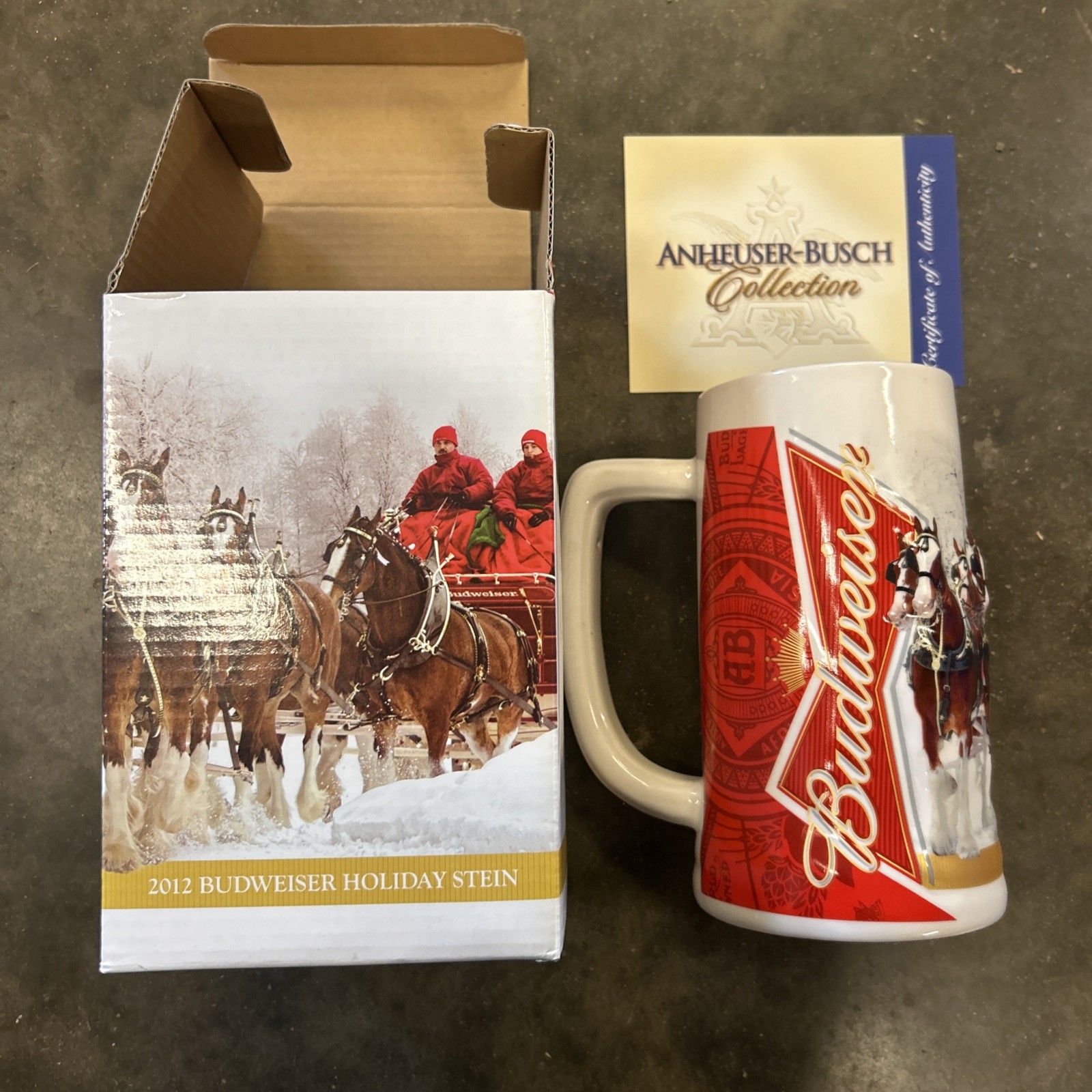 2012 Budweiser Holiday Stein Clydesdales Winter Wonderland- Mint in Box with COA