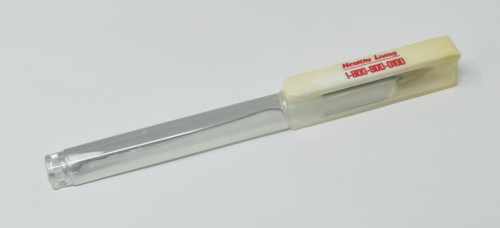 Healthy Living Clear Acrylic Pen Promotional Promo Advertising Vintage