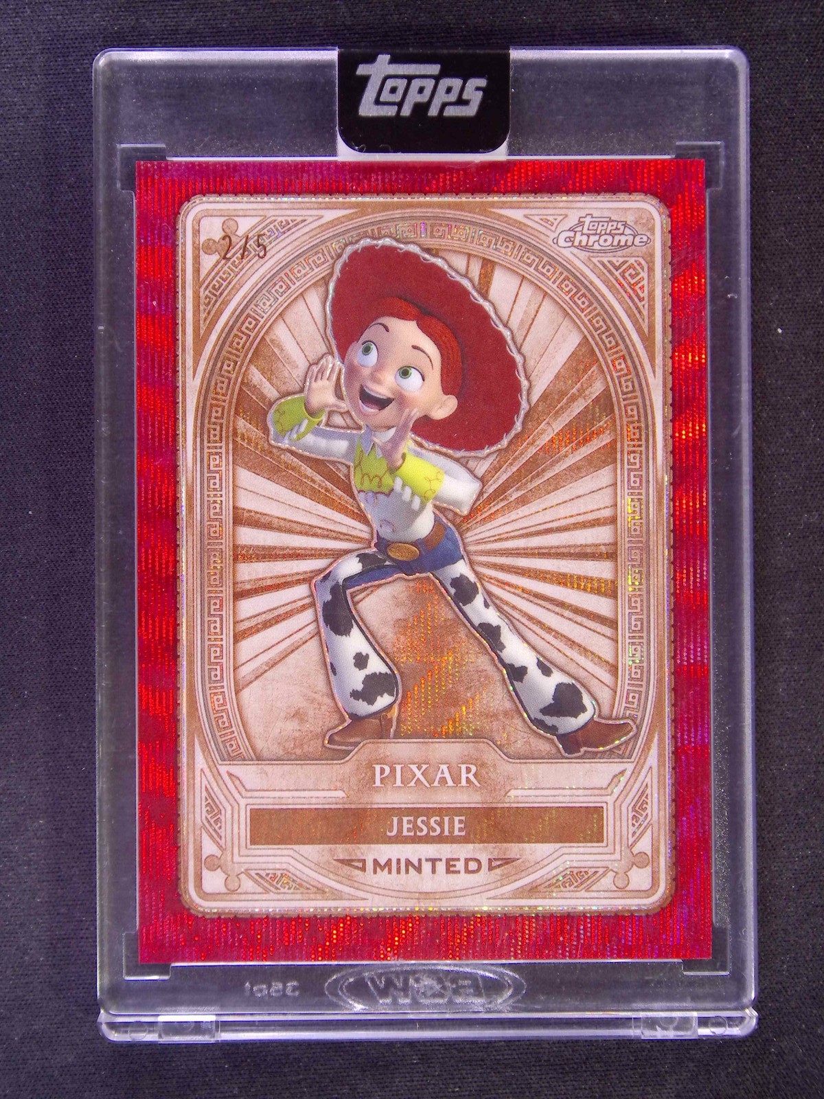 2025 Topps Chrome Disney Minted Jessie #20 Pixar Bronze Red Foil /5