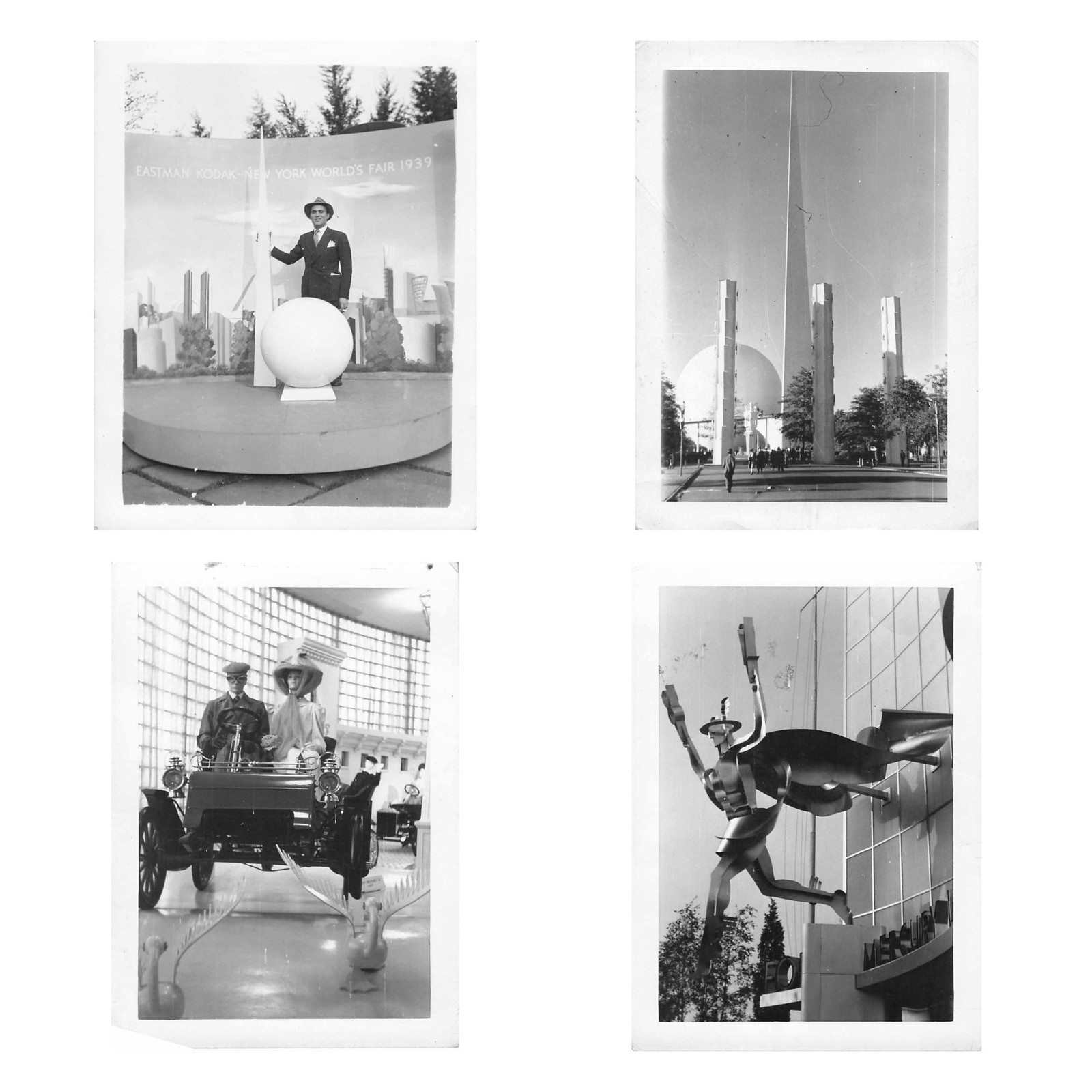 1939 New York Worlds Fair Snapshot Photo Lot 4 Trylon Perisphere Kodak GM Id\'ed