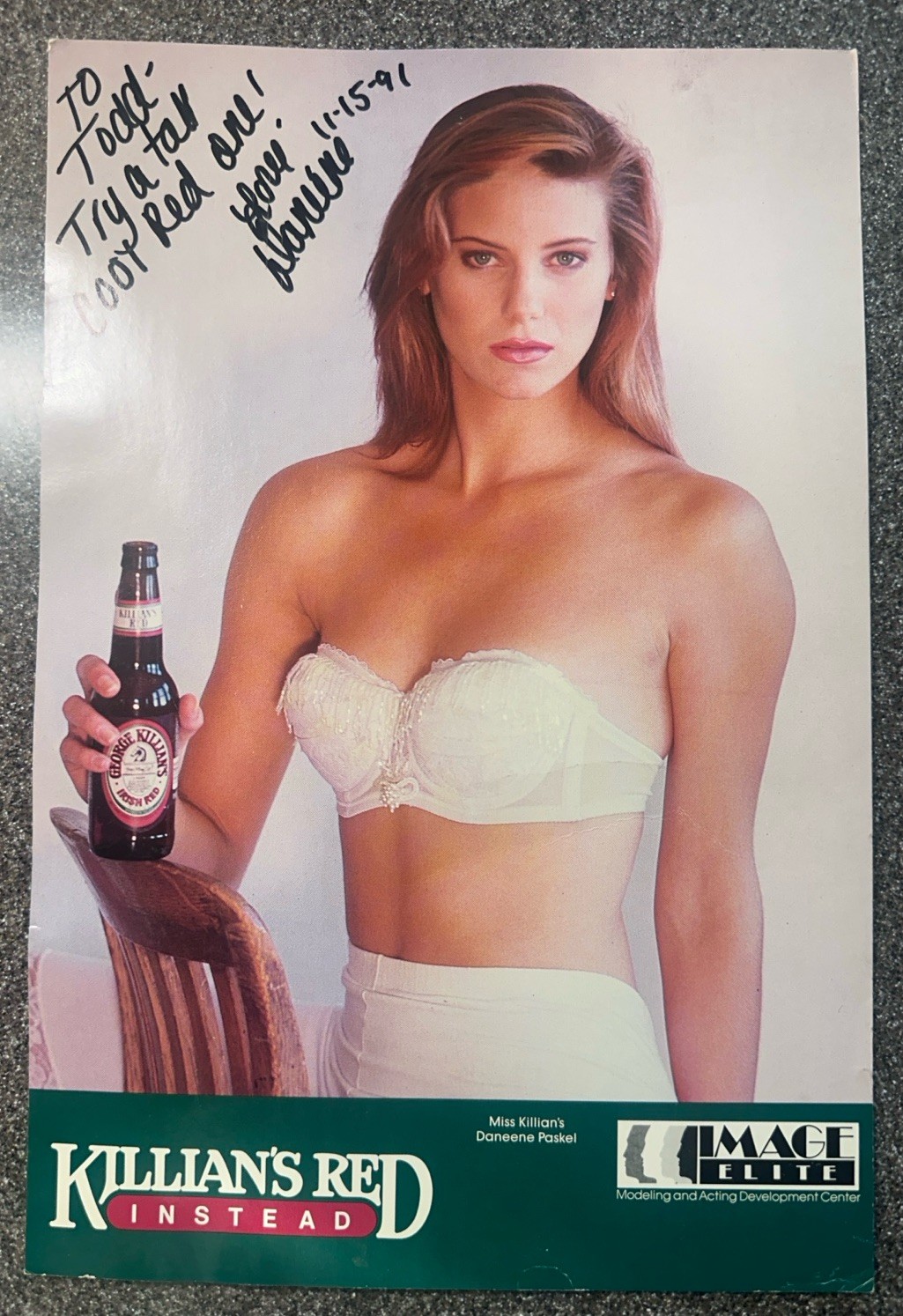 1991 Killian\'s Red Miss Killian\'s Daneene Paskel Signed Beer Promo Poster RARE