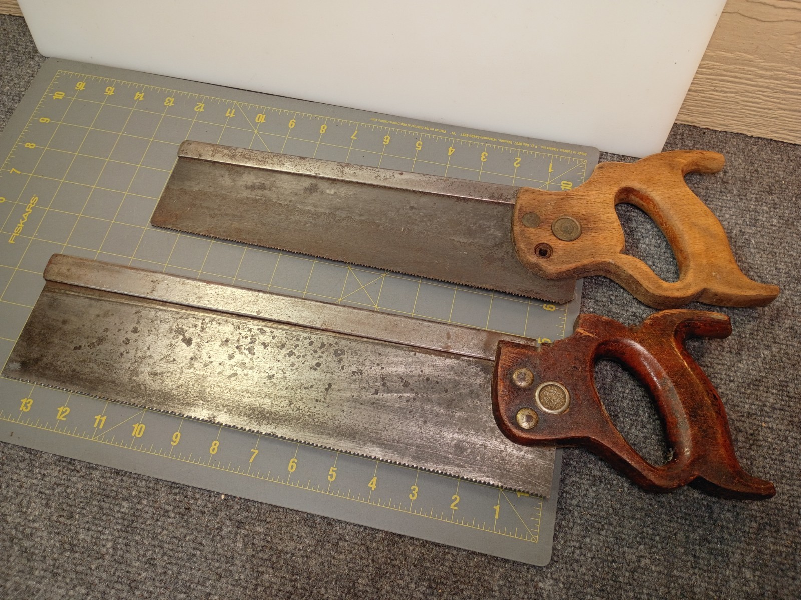 Lot 2 ANTIQUE Back Tenon SAW Steel Warranted SUPERIOR barn find Old Vintage KY