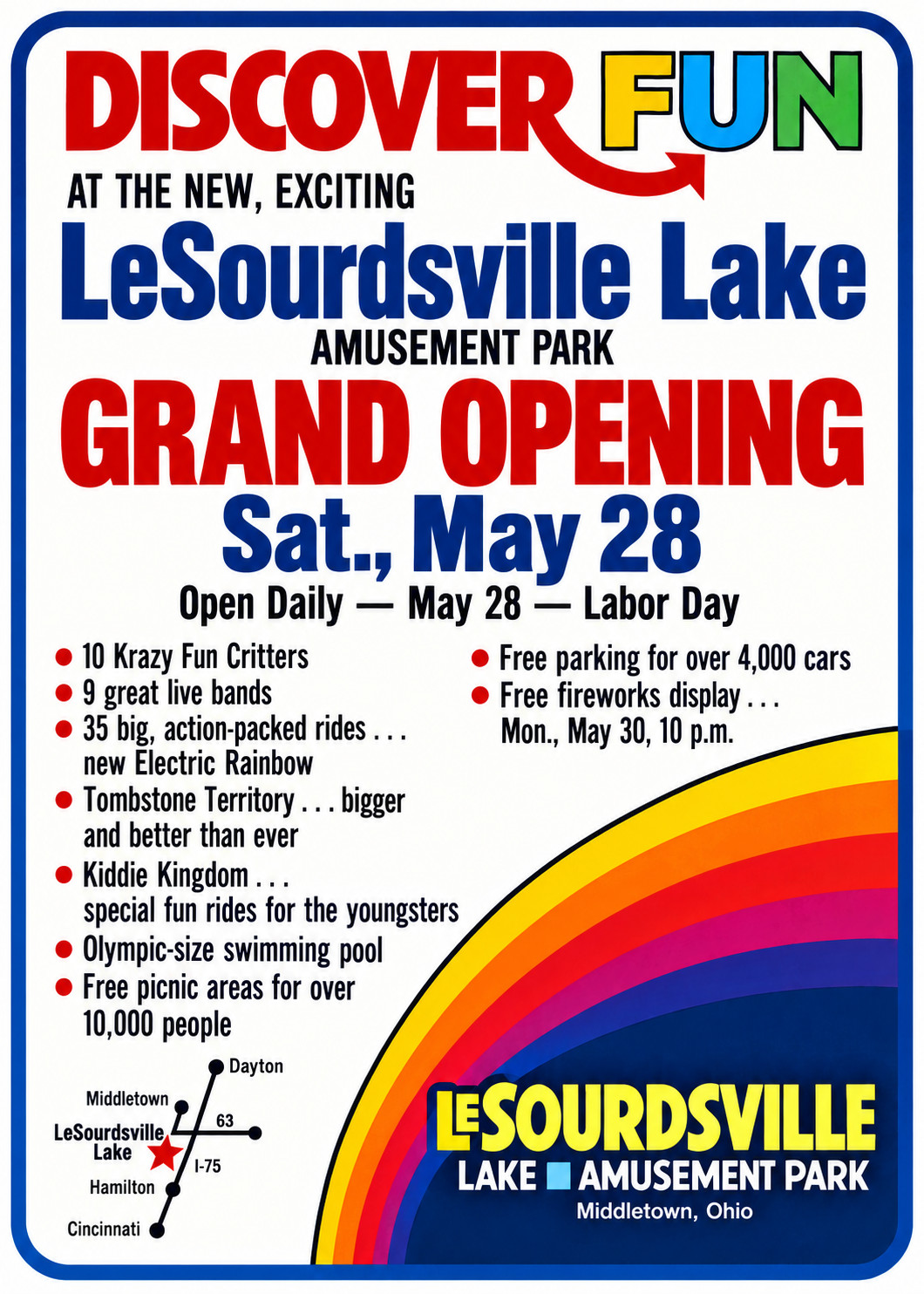 Vintage Lesourdville Lake Amusement Park Ad Magnet – Middletown Ohio