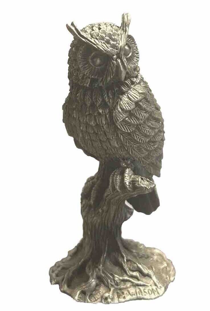 Great Horned Owl Pewter  Lance Birds of North America #1662 Vintage Signed