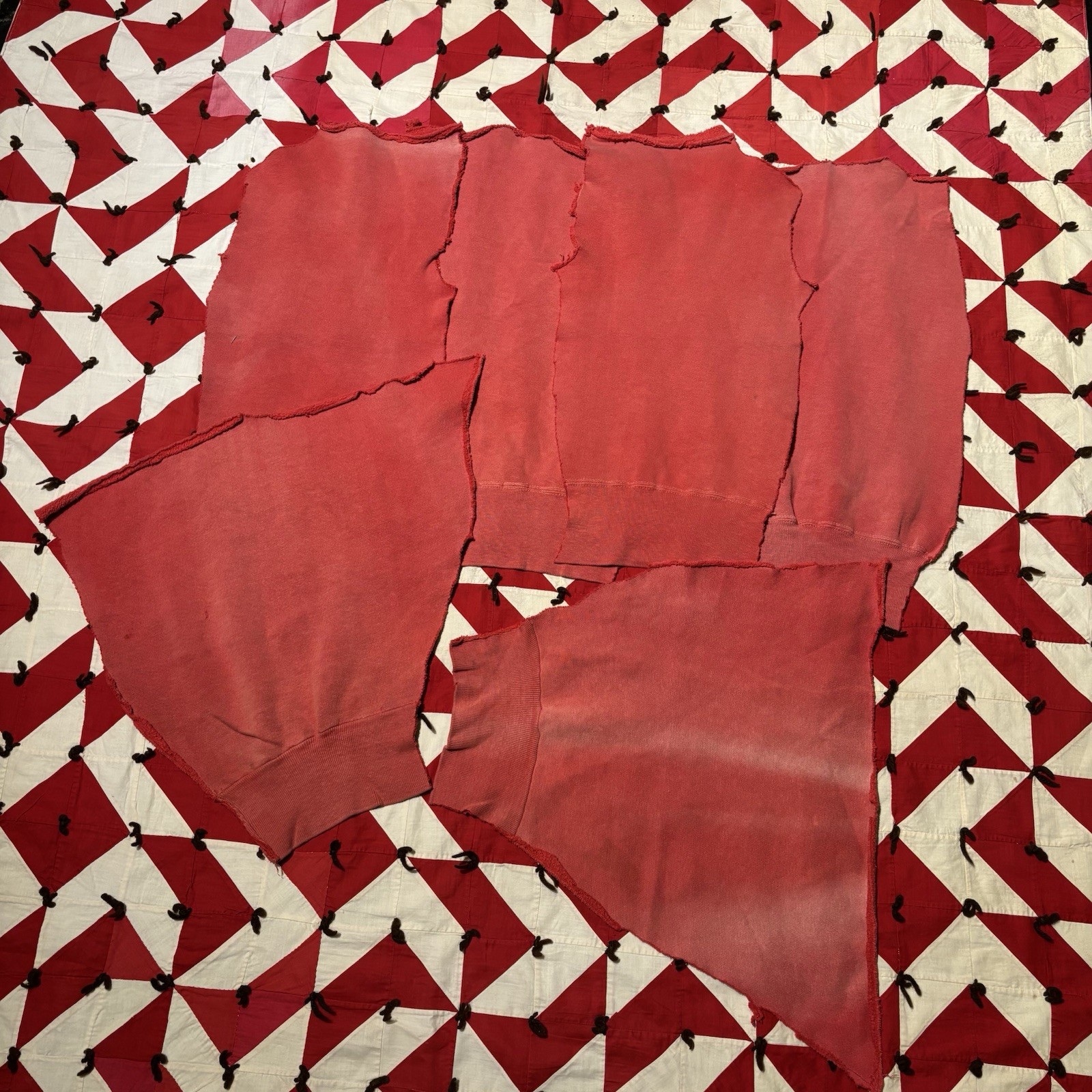 Vintage 1950s 60s Red Faded Sweatshirt Scrap Fabric As Is Cotton Vintage 1950s 60s Red Faded Sweatshirt Scrap Fabric As Is Cotton