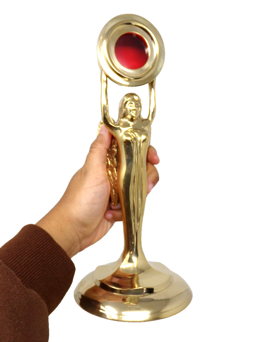 High Polished Brass Angel Monstrance with Felt Bottom 10 1/4 Inches