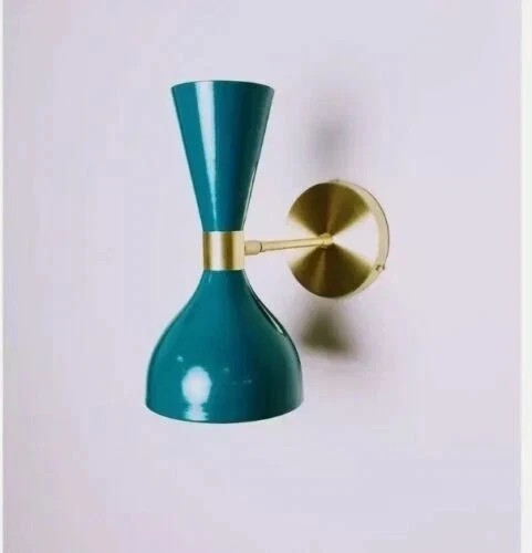 Pair Of Wall Sconce Modern Mid Century Italian Style Diablo Brass Light Fixture