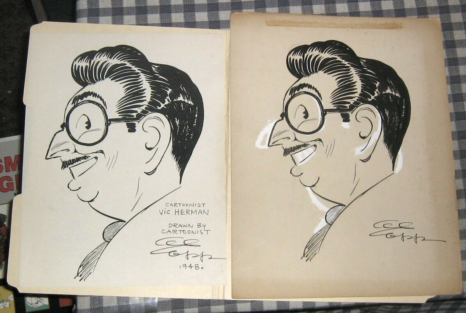 Vintage 1948 Original Illustration Art Cartoonist Vic Herman by Al Capp