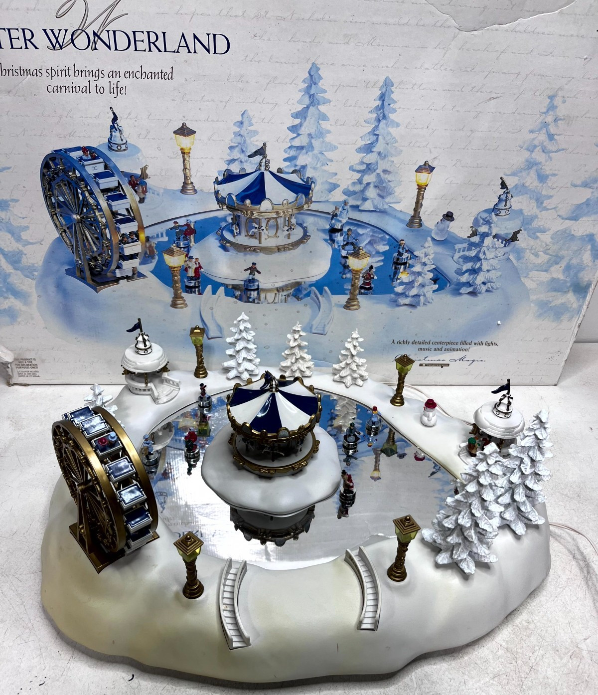 Vintage 1997 Trendmasters Winter Wonderland Christmas Skating Pond Complete