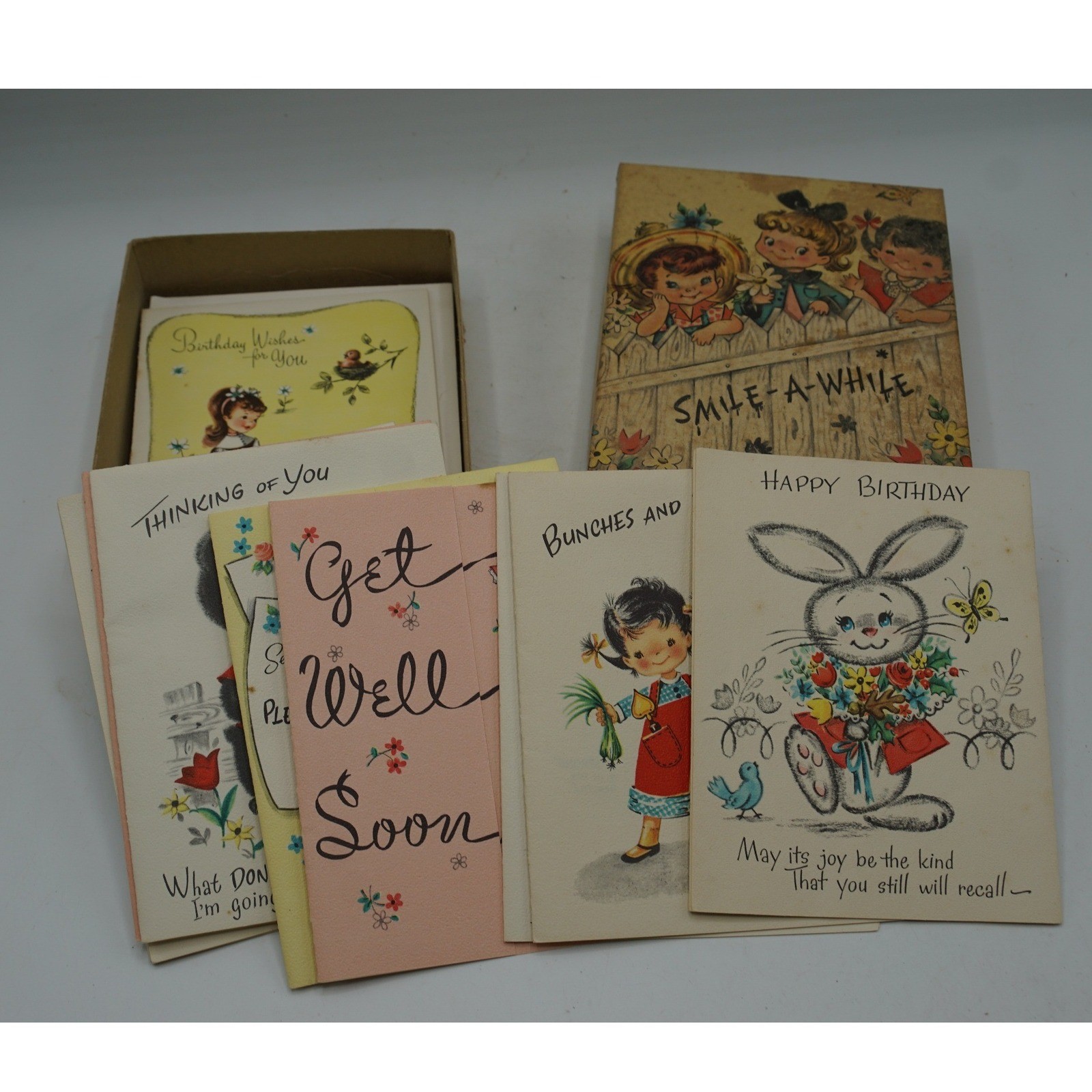 Vintage Smile-A-While Greeting Cards Lot of 10 Mid Century Kitsch Bunny Birthday Vintage Smile-A-While Greeting Cards Lot of 10 Mid Century Kitsch Bunny Birthday