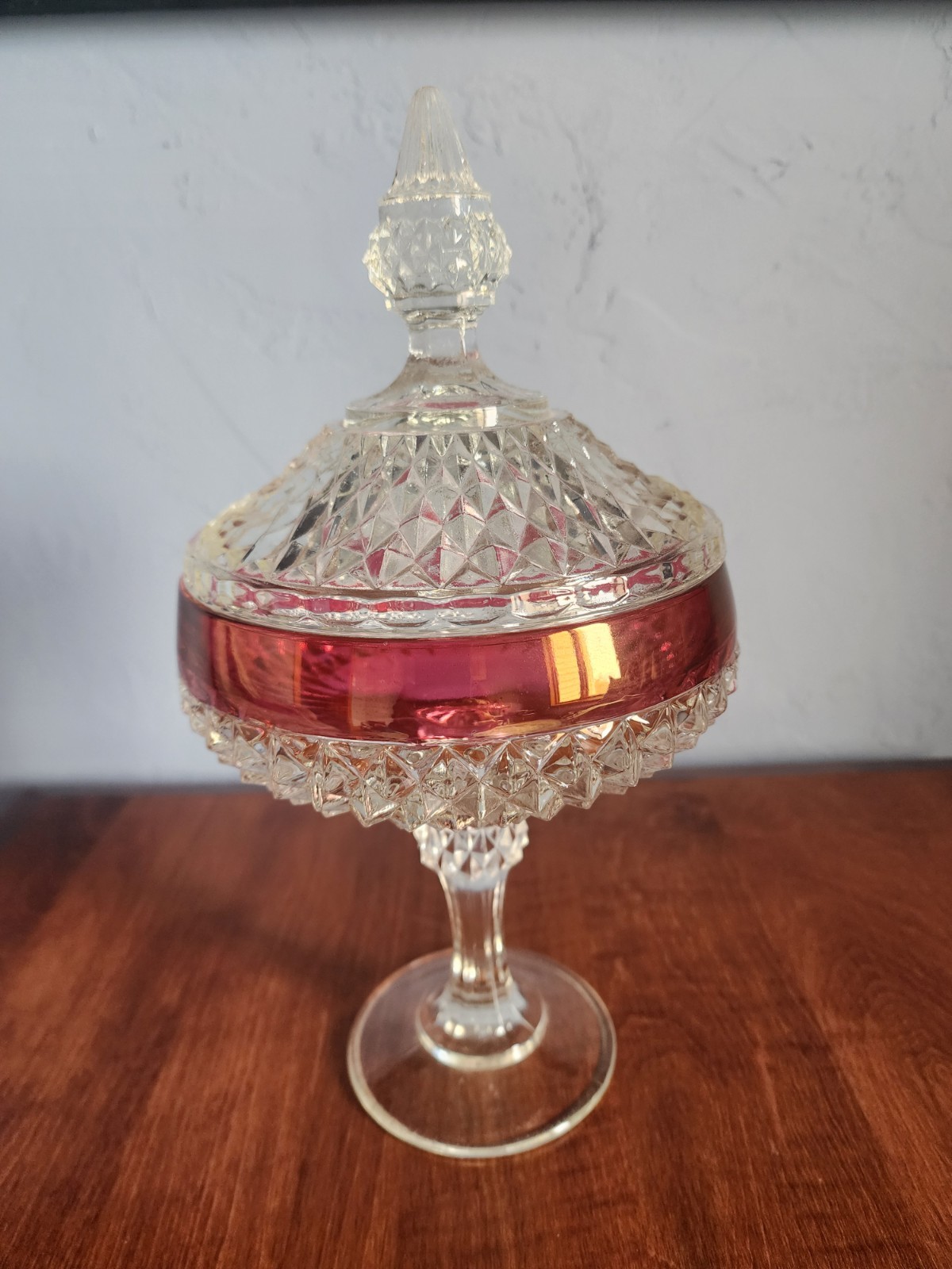 Vintage  Indiana Glass Ruby Red Diamond Point 12\