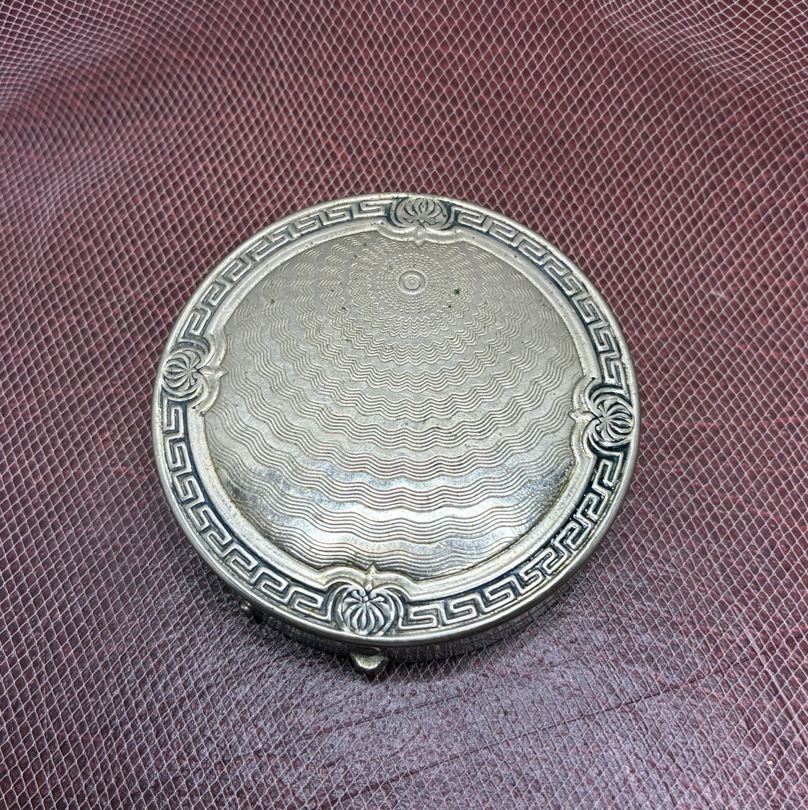 Edwardian Karess Woodworth Antique Silver Plated Compact Art Nouveau 1920s