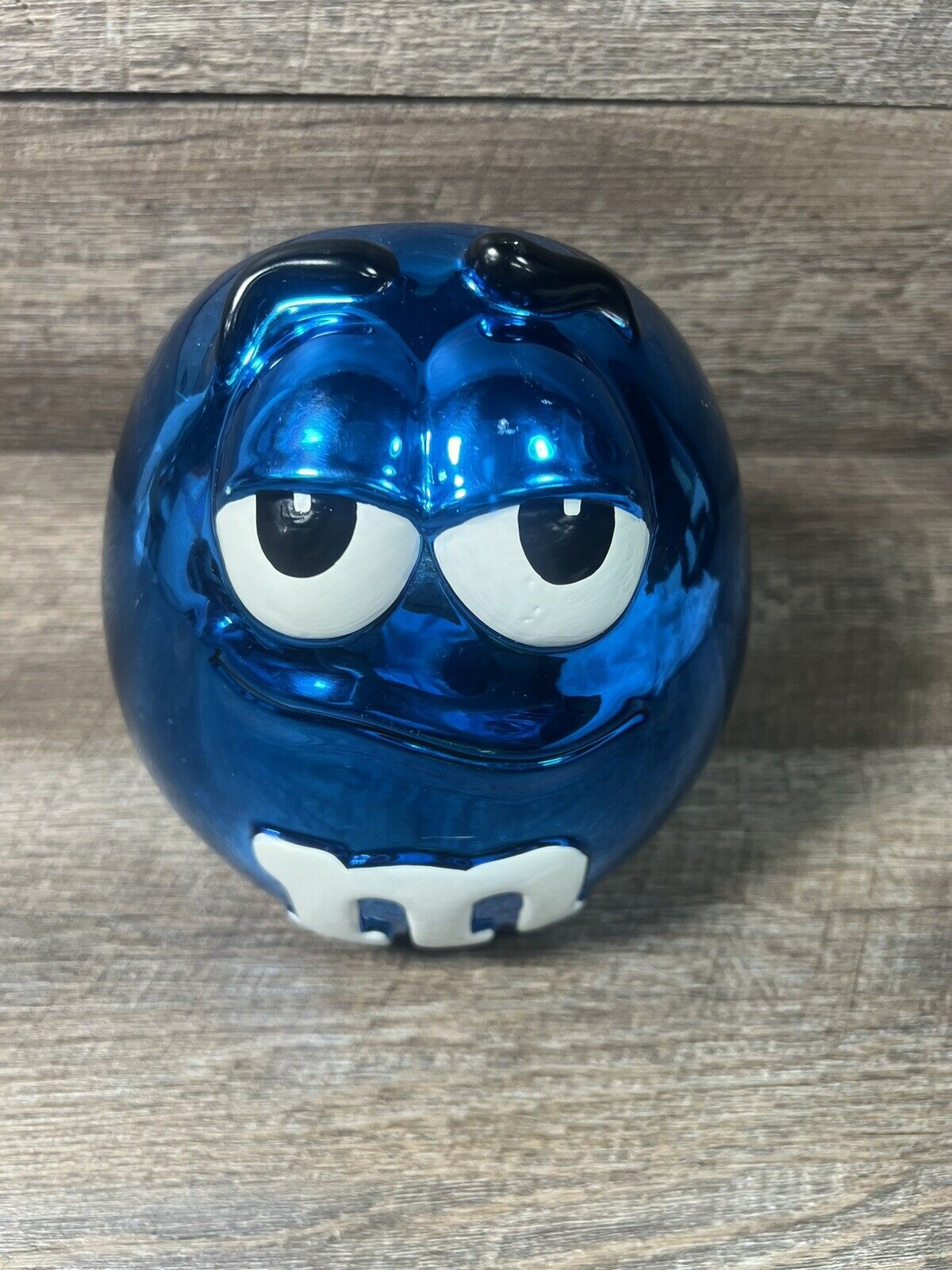 Vintage 2003 Galerie Rare Metallic Blue Shiny M&M\'s Candy/Cookie Jar *NO LID*