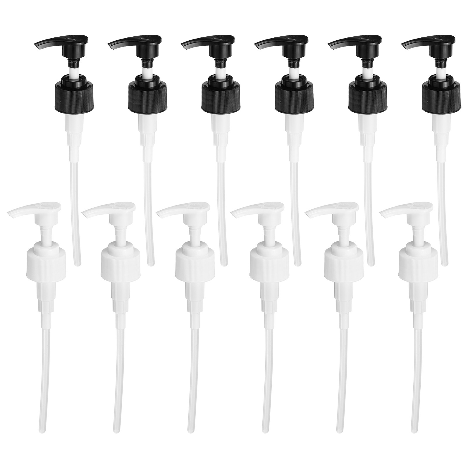 12Pcs Liter Pump Dispenser, 28/410 Universal Container Pump, Black, White