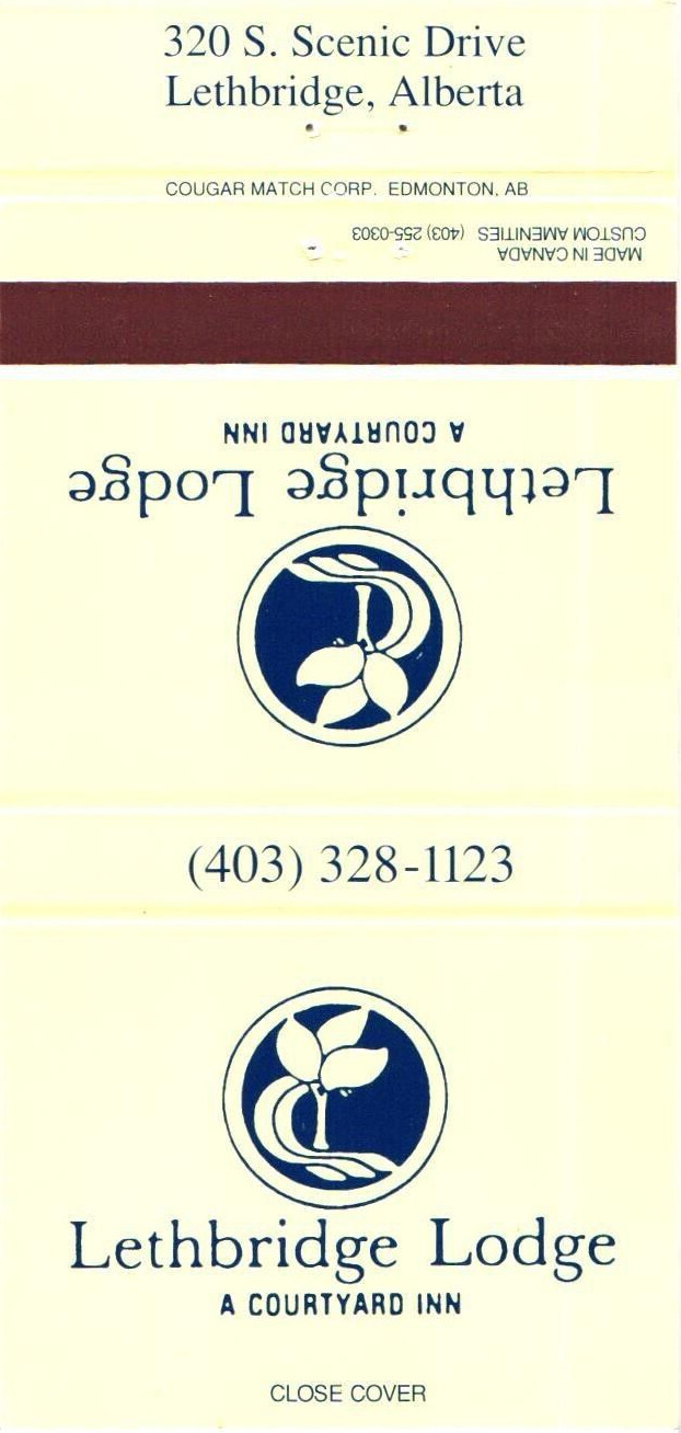 Lethbridge Lodge Courtyard Inn Lethbridge AB Vintage Matchbook Cover 1980s Lethbridge Lodge Courtyard Inn Lethbridge AB Vintage Matchbook Cover 1980s