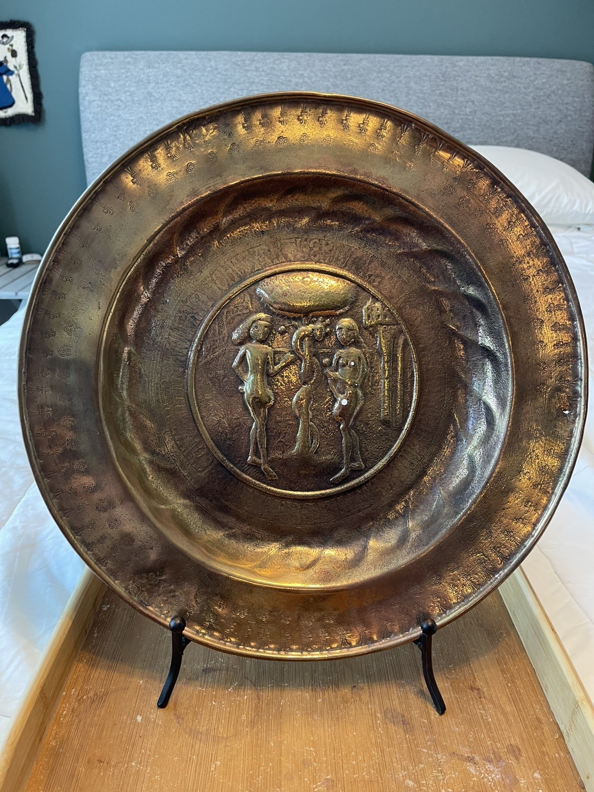 Gilt brass Alms Dish with Adam & Eve, Nuremberg Bavaria, Germany, 16th century