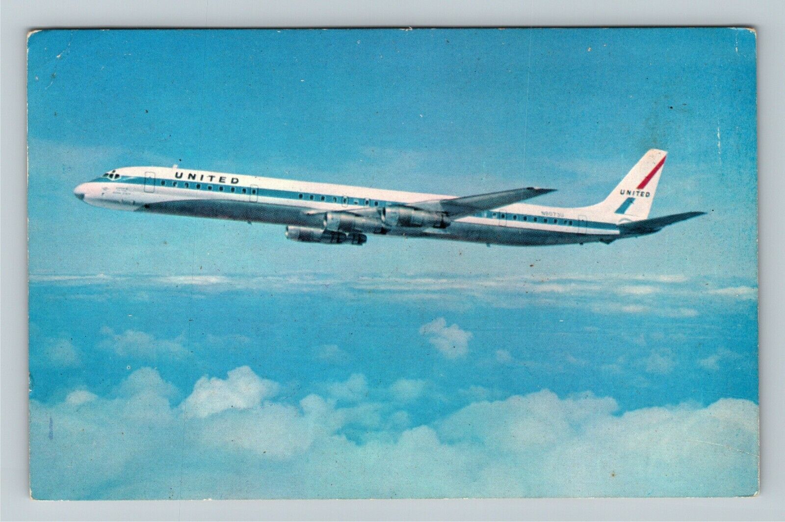 United Super DC-8 Antique Aircraft Vintage Souvenir Postcard