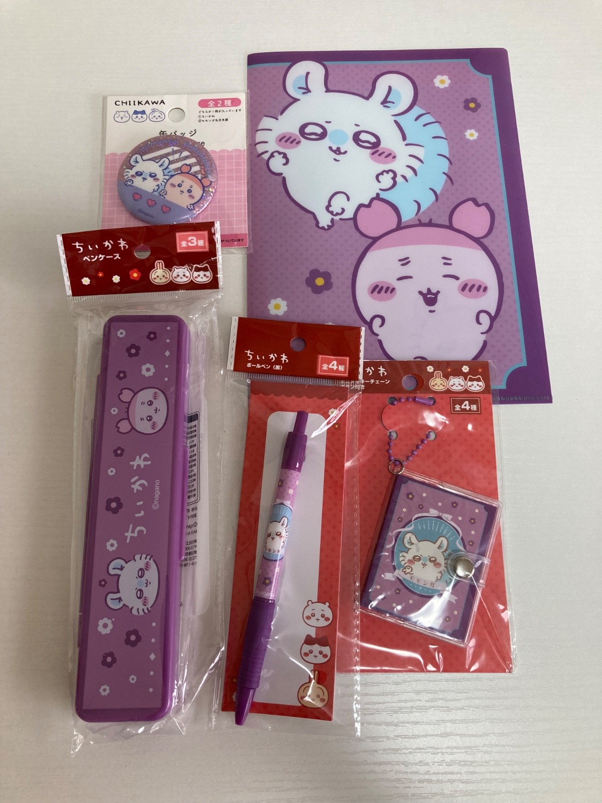 Chiikawa Momonga & Kani-chan Stationery Set Pencil Case Clear File New Japan